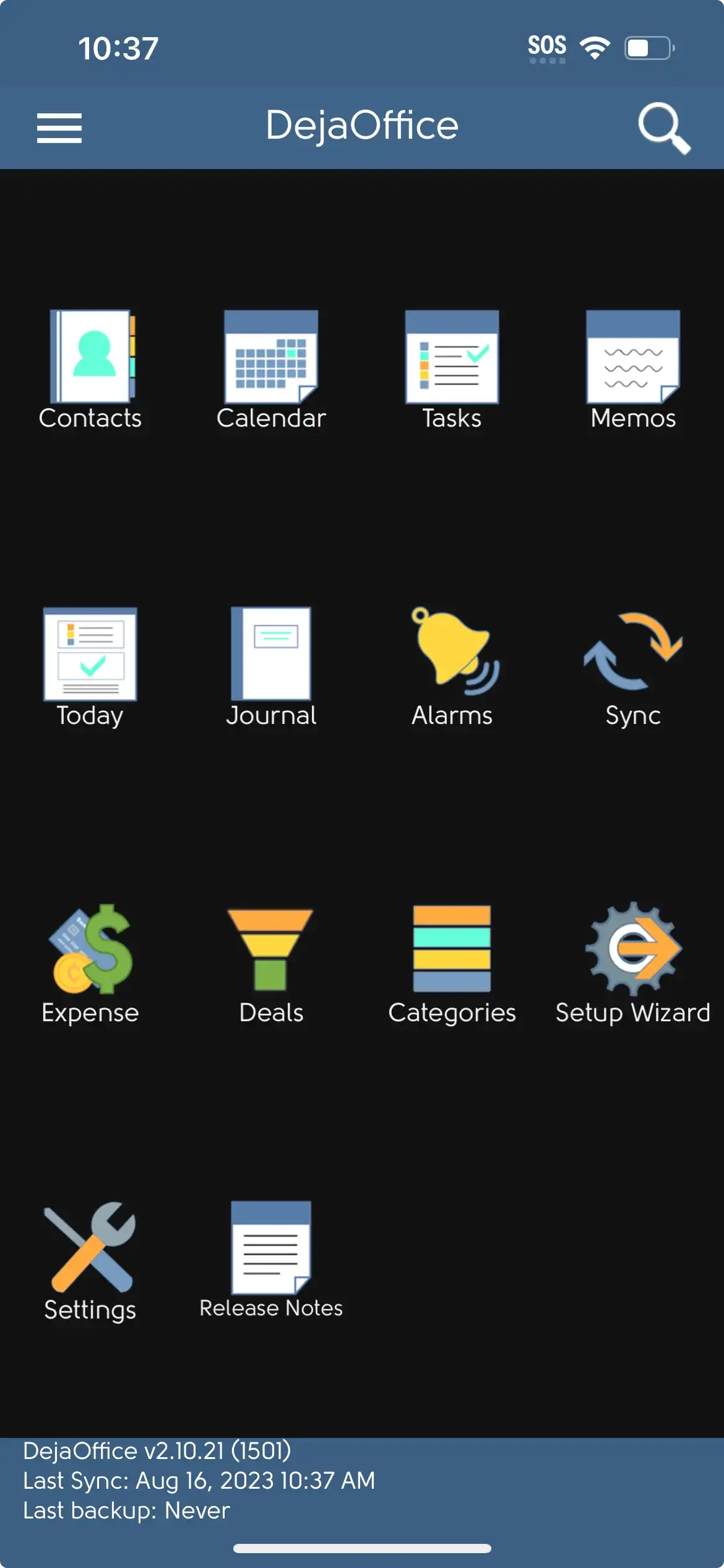 DejaOffice Android Dark Theme