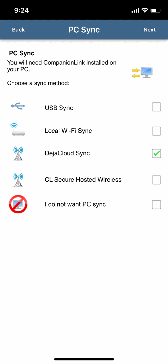 companionlink not syncing
