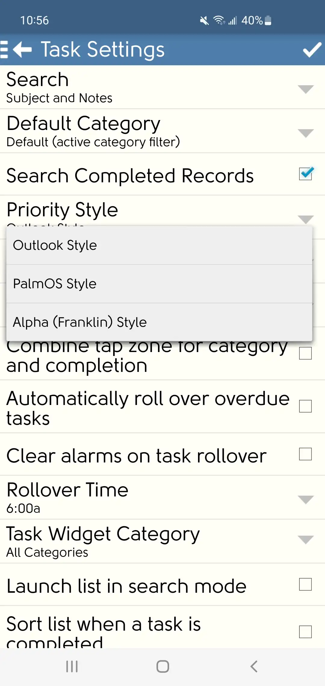 DejaOffice Task Priority Styles