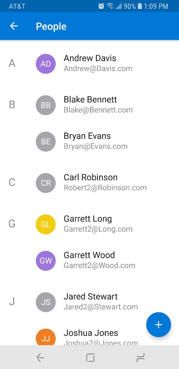 Outlook App Contacts