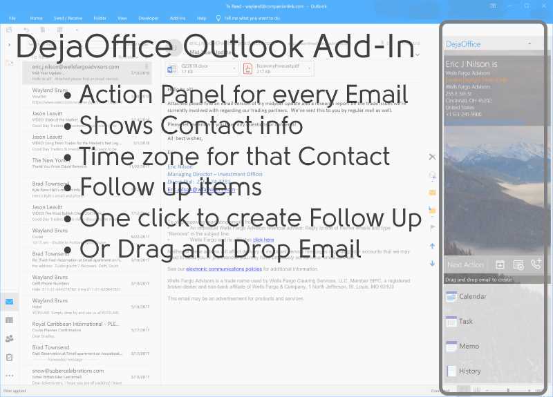 DejaOffice PC CRM Outlook Add-In Details